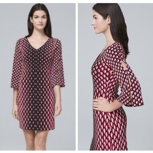 White House Black Market Black/pink Geometric Pattern Jersey Knit Dress Size Lg